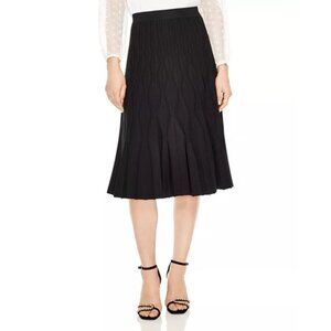 Sandro Henzo Textured Black Midi Skirt Size 1 (Small)